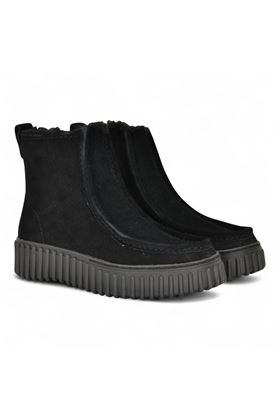 Tronchetto donna in camoscio colore nero, CLARKS | TORHILL COZY-LIGHT TAN WLINED